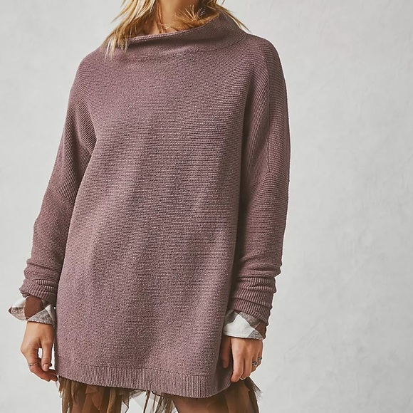 Free People Sweaters - Free People Ottoman Slouchy Tunic Sz M Nutmeg Oversized Mock Neck Sweater